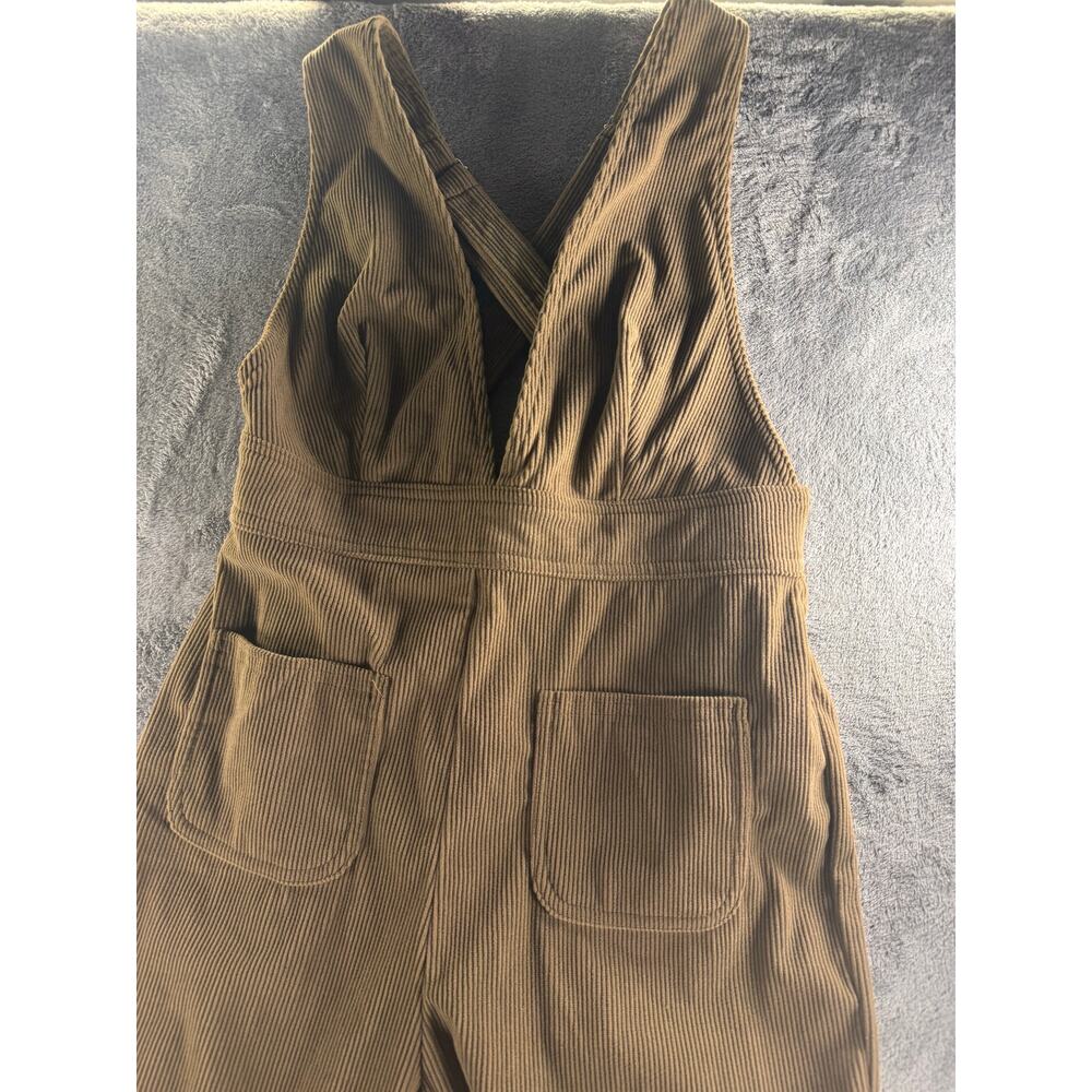 Sincerely Jules Corduroy Wide Leg Overall Jumpsuit Olive Brown Women’s M - Picture 9 of 12